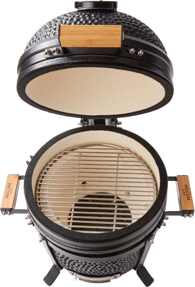 Patton Kamado 15" - Tafel Model - Keramische Barbecue - Premium Black - Medium - Compleet - Mat Zwart 5 Patton Kamado 15" - Tafel Model - Keramische Barbecue - Premium Black - Medium - Compleet - Mat Zwart - Afbeelding 3