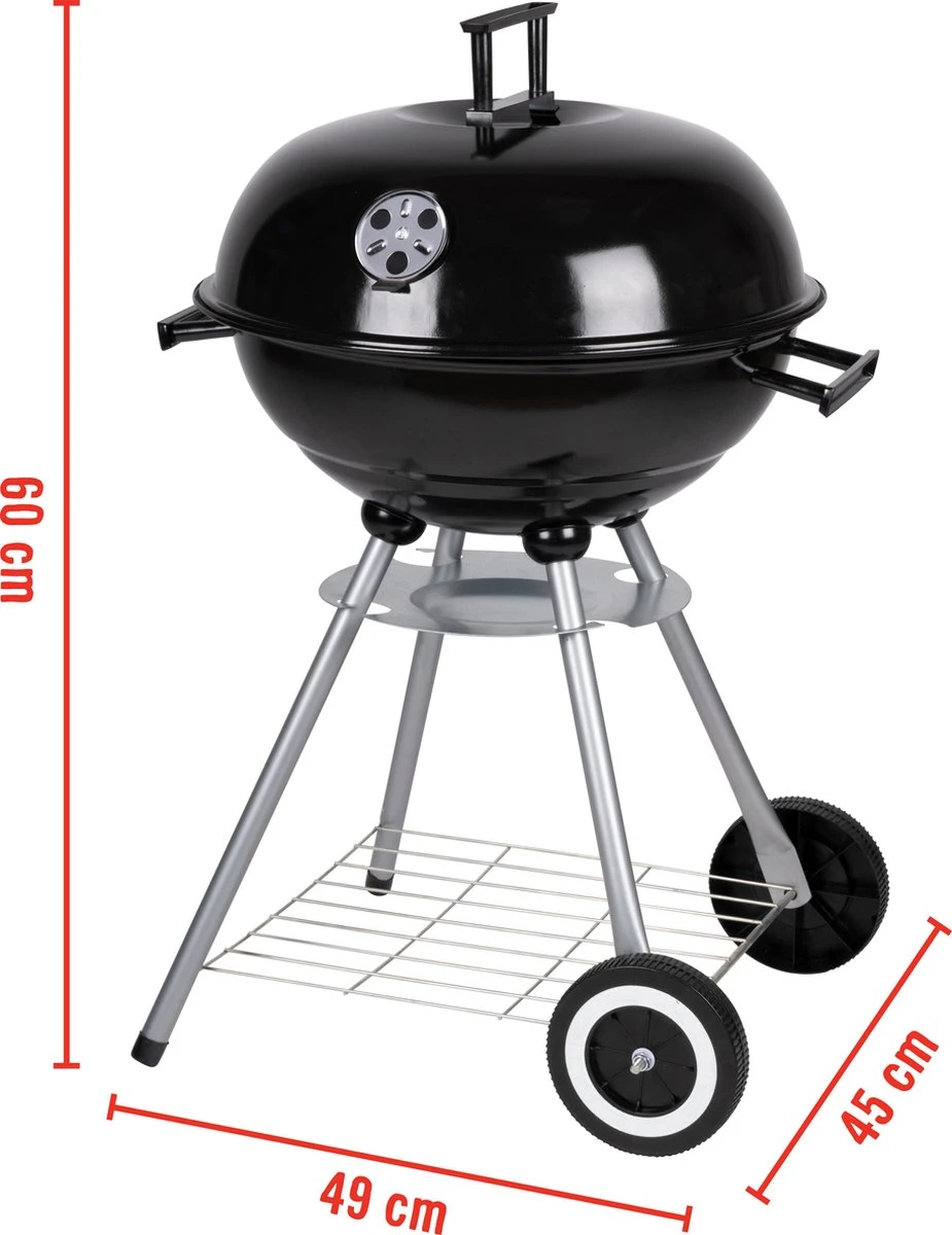 BBQ Collection Houtskoolbarbecue - Kogelbarbecue 45 X 60 Centimeter - Ronde Barbecue - Barbecue Op Wielen - Zwart - Metaal 8 BBQ Collection Houtskoolbarbecue - Kogelbarbecue 45 X 60 Centimeter - Ronde Barbecue - Barbecue Op Wielen - Zwart - Metaal - Afbeelding 6